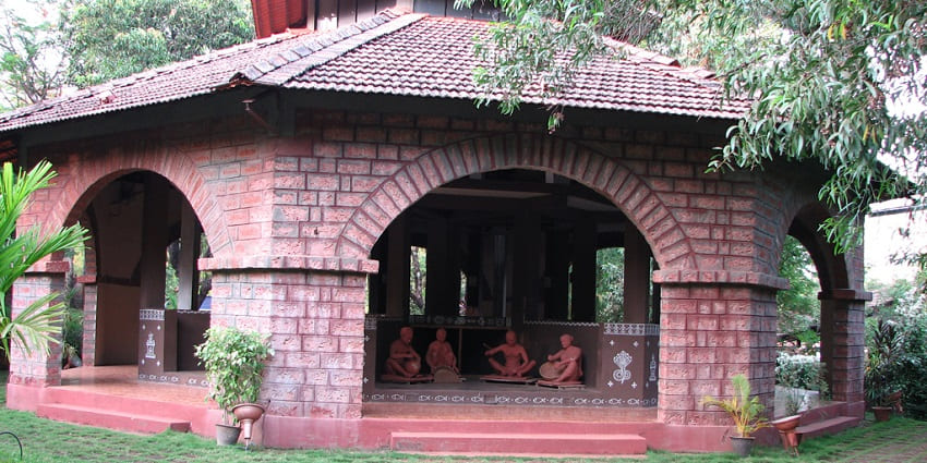 The ethnic craft village with traditional homes and folk exhibitions in a rural style