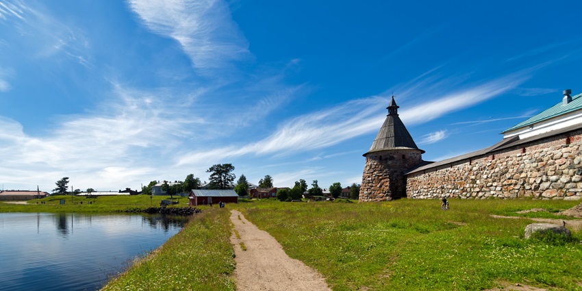 Solovetsky Monastery complex rising from the northern isles with a spiritual ambience.