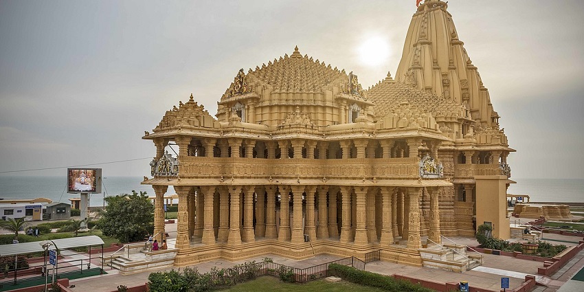 The Somnath Temple, one of the best holy places to visit in Gujarat in December.