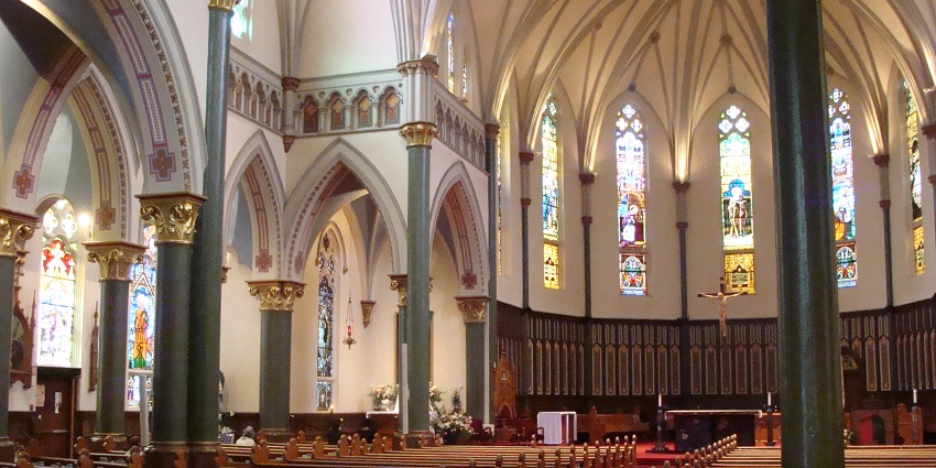 The interior of St. Andrews Cathedral, with Gothic architectural details, is one of the best historical places in Victoria.