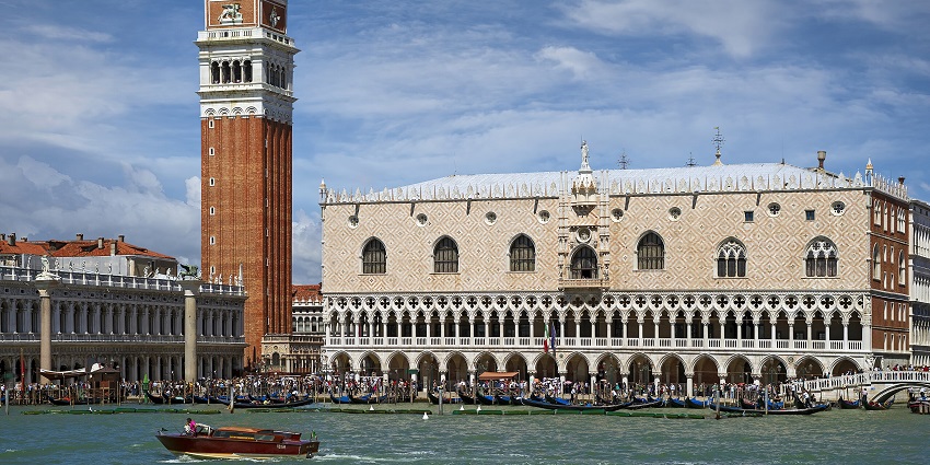 The ornately decorated Byzantine cathedral in Venice, one of the monuments in Italy