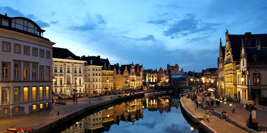 Things to do in Ghent include walking along the two canals lined with stunning buildings.