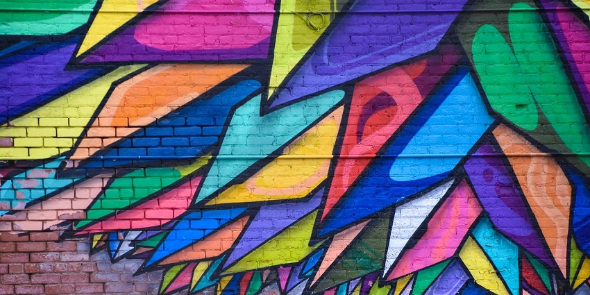 Colourful Adorned Murals on the wall perfect for photographs.
