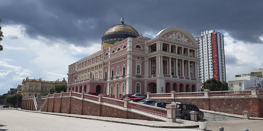 The Amazon Theatre, with Renaissance architecture and a historical monument in Brazil,