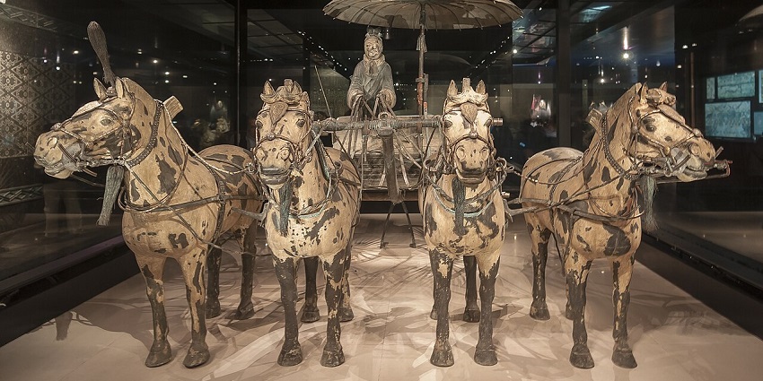 Rows of ancient clay warriors are buried near Emperor Qin’s tomb in Xi’an, China monuments.