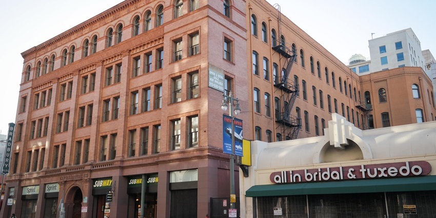 The Bradbury Building, with traditional American architecture, is one of the historical places in Los Angeles.