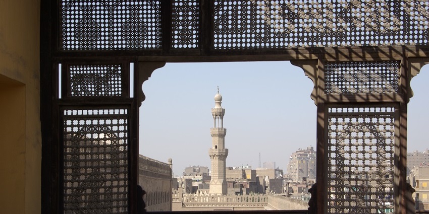 Traditional architecture of the Gayer-Anderson Museum with mashrabiya balconies.