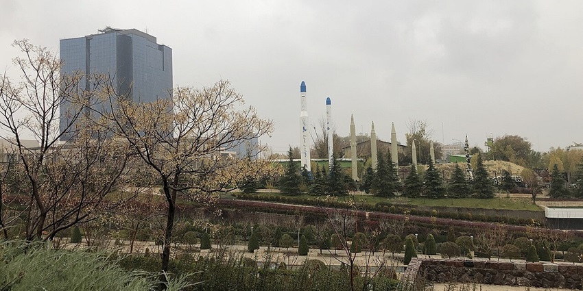 Iran’s treasury of national jewels, with models of Iran’s rockets and a tall building