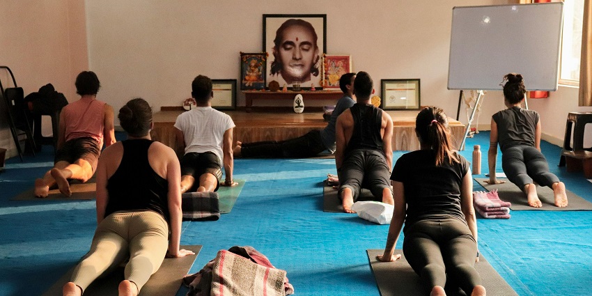 People practicing yoga as part of a healing and self-discovery journey