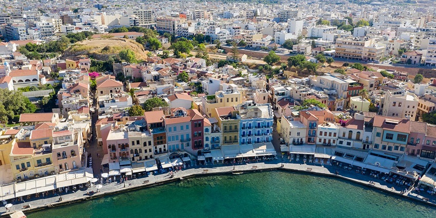 Things to do in Crete, Greece, include strolling cobblestone alleys lined with architecture in Chania’s Old Town.