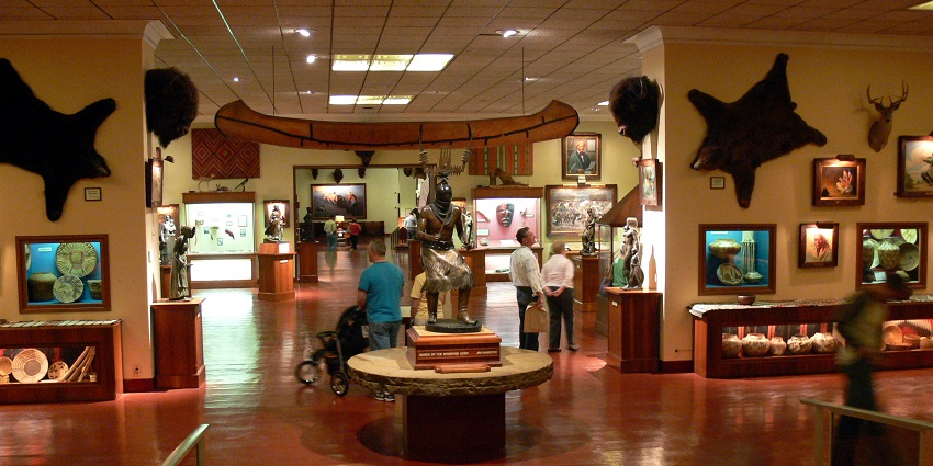 Woolaroc Museum interior with artifacts on display, must-see historical places in Oklahoma