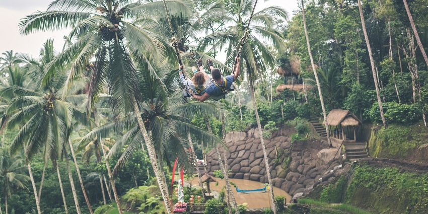 Zen Hideaway, among the best Bali swings in Ubud that take you over the hill.