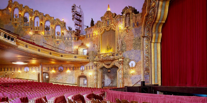 Interior view of FTH Theatre with rows of seats, ready for a live performance.