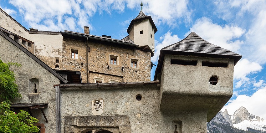 Hohenwerfen Castle in the Austrian Alps near Werfen, one of the best places to visit near Italy.