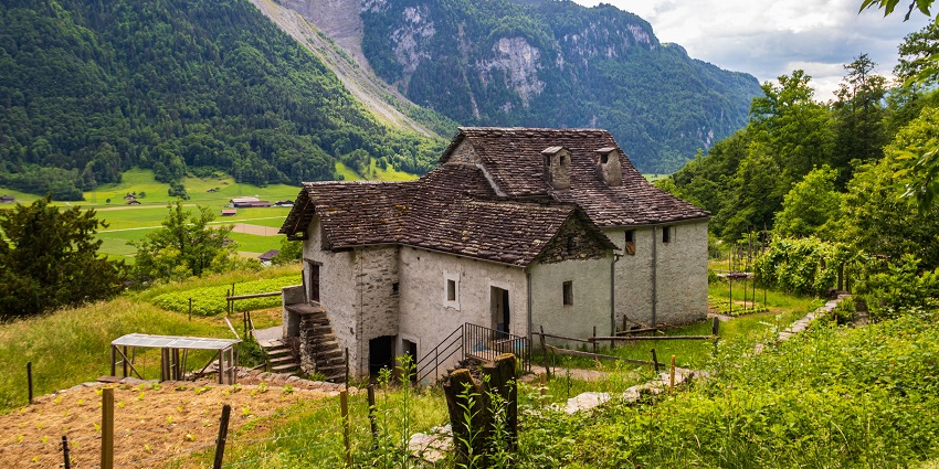 Ballenberg open-air museum with old traditional buildings, green trees, among the best places to visit near Lucerne.