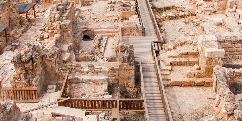 Ancient ruined structures at Beit Guvrin-Maresha National Park, a historic site near Jerusalem.