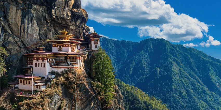 Tiger’s Nest Monastery, perched on a cliffside, one of the iconic spiritual places to visit near Nepal.

