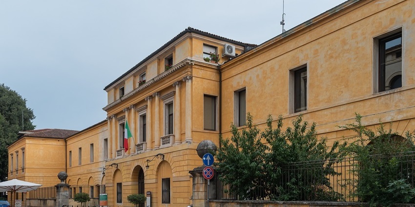 Explore the exteriors of Vicenza’s archaeological museum with stone walls, arched windows, and columns, one of the things to do in Maiori.