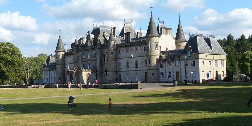 Callendar House in Falkirk with trees around the historic building, one of the best things to do in Falkirk.