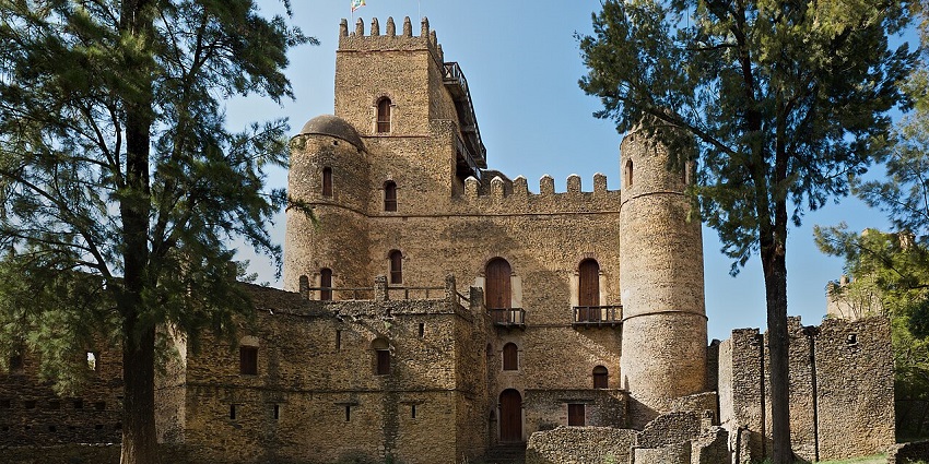 Fasil Ghebbi royal fortress complex is a highlight among things to do in Gondar Ethiopia.
