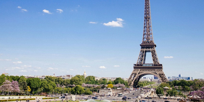 Majestic Eiffel Tower rising above Paris skyline, one of the top places to visit near Morocco.
