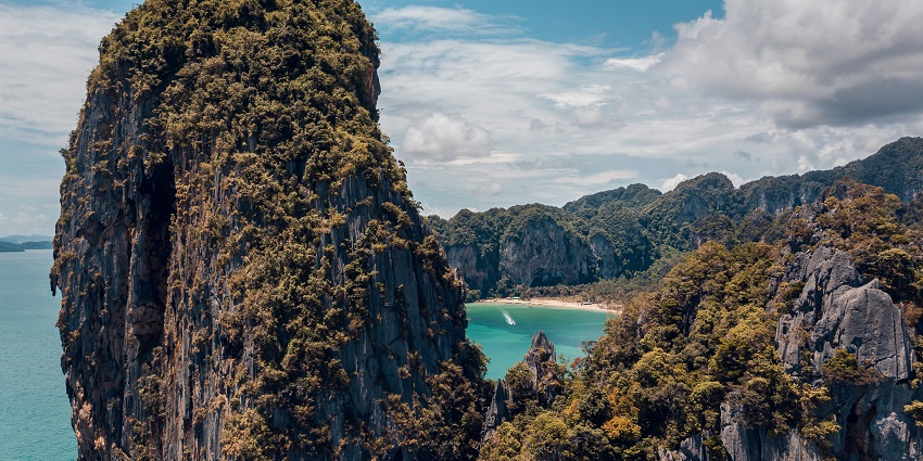 Majestic limestone cliffs at Railay Beach, a top destination for adventure seekers.