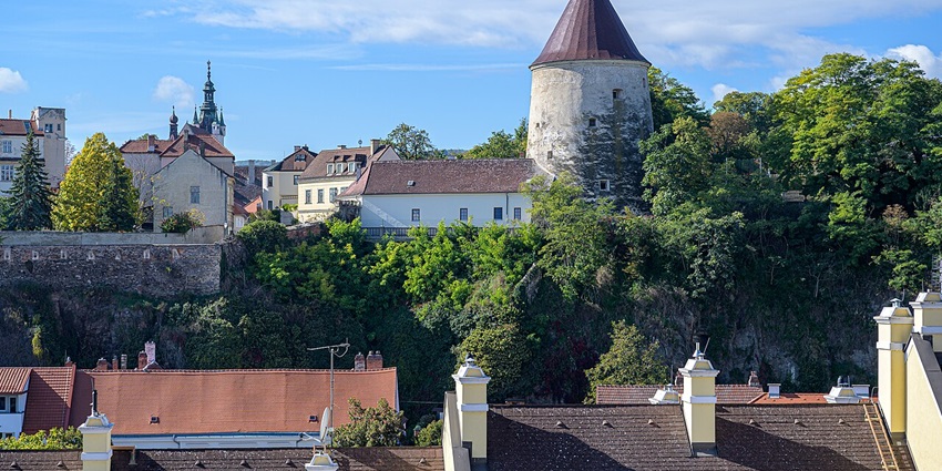 Historic buildings and rooftops in Krems an der Donau, one of the top places to visit near Vienna.