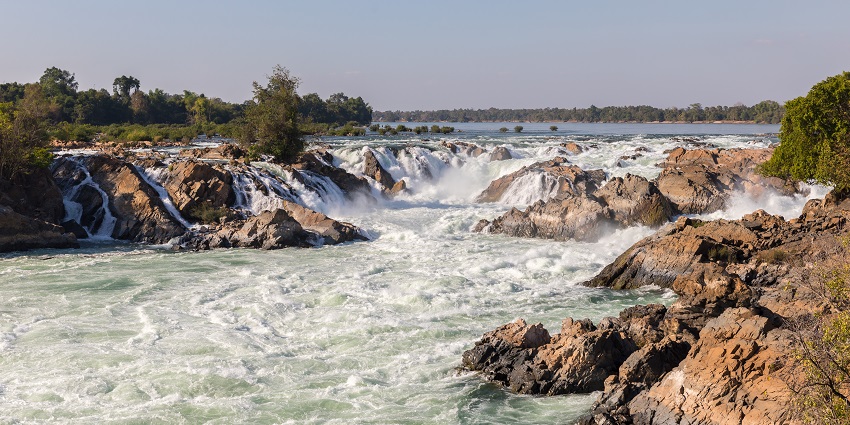 Khone Phapheng Falls Laos white rapids and greenery one of the places to visit near Philippines.