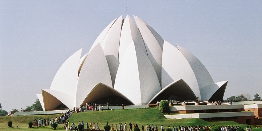Lotus Temple, also known as the Baháʼí House of Worship in Delhi, is shaped like a lotus, open to all faiths.
