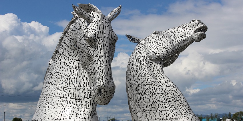 The Kelpies, the towering horse-head sculptures at The Helix, one of the top things to do in Falkirk.