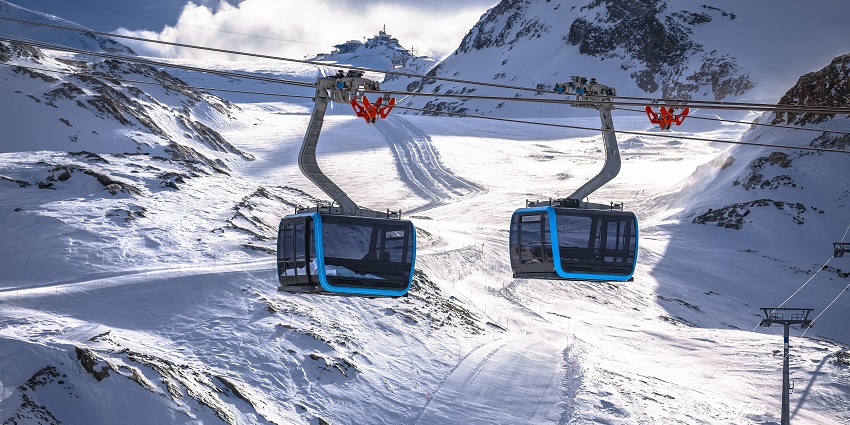 Cable car at Matterhorn Glacier Paradise, one of the mesmerising places to visit near Zermatt.