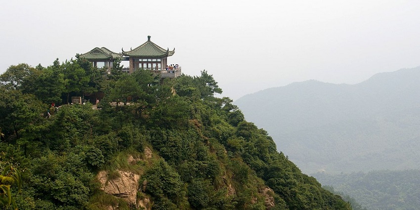 Moganshan in China with multiple pavilions on top of the mountain, amongst the best places to visit near Shanghai.