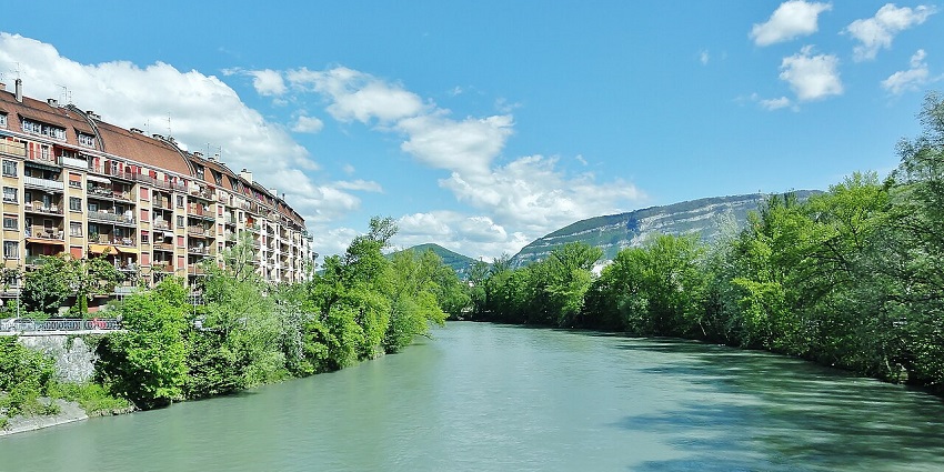 Scenic view of the Arve River in Mont Saleve, a beautiful place to visit near Geneva.