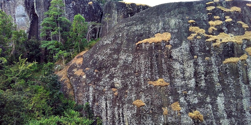 Nglanggeran ancient volcano with rugged rocky peaks and a dramatic natural landscape.