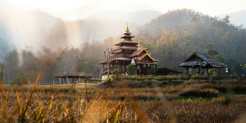 Ancient Thai building in Pai, a charming cultural spot and top place to visit near Chiang Mai.