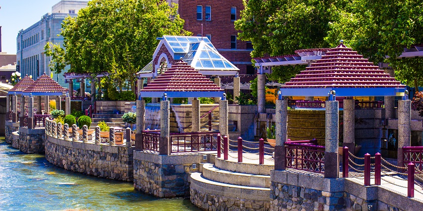 River Walk in downtown Reno, among the top places to visit near California.