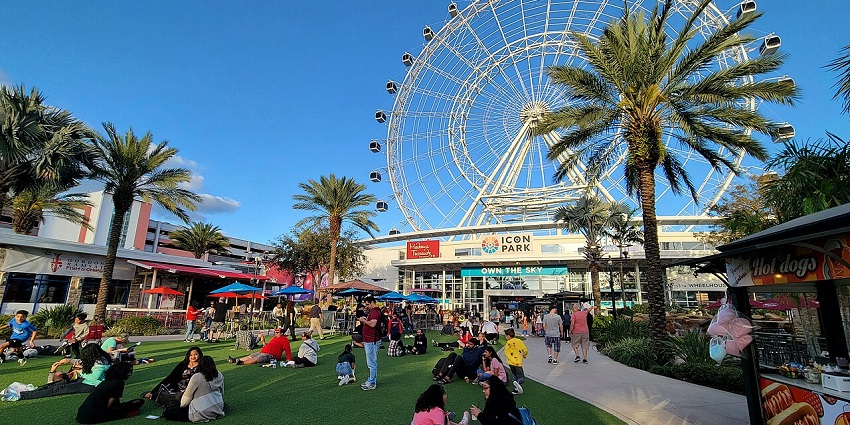 Riding the iconic Ferris wheel is one of the most thrilling things to do in Orlando at night.