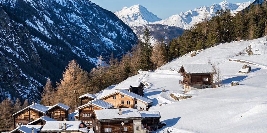 Saas-Fee village with mountain views, a picturesque places to visit near Zermatt.