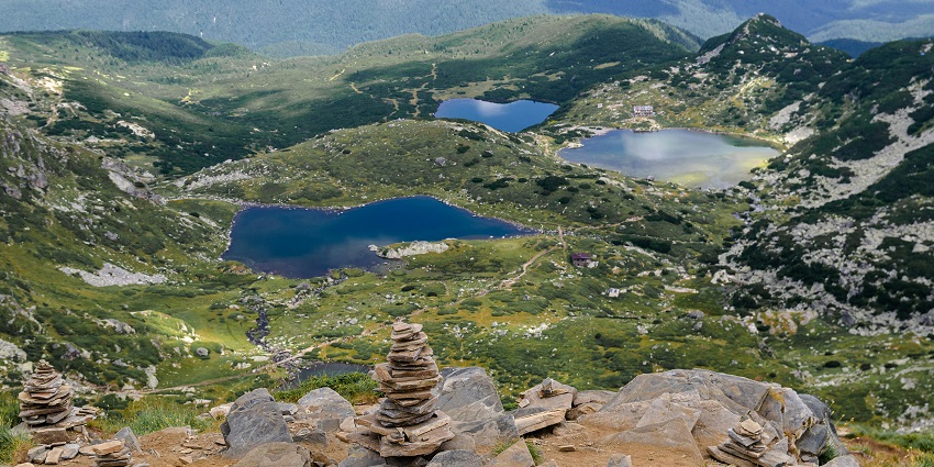 Seven Rila lakes from above with small water bodies of lake, one of the places to visit near Sofia.