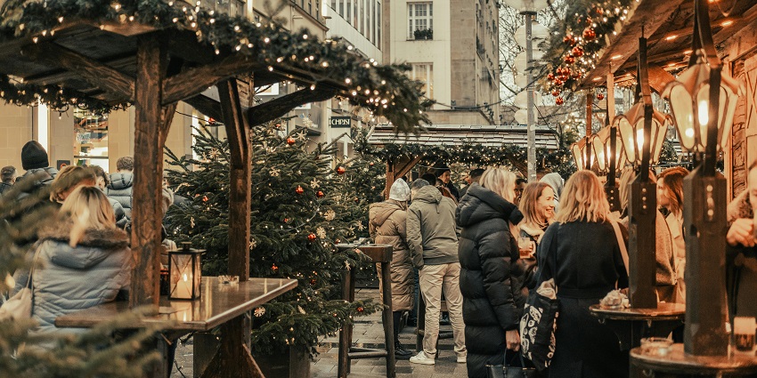 Explore a vibrant festive Christmas market with lights and decorations, one of the top things to do in Harrisburg PA in December.