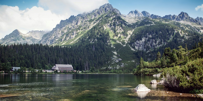 Popradské pleso in Vysoké Tatry Slovakia scenic lake among places to visit near Poland.
