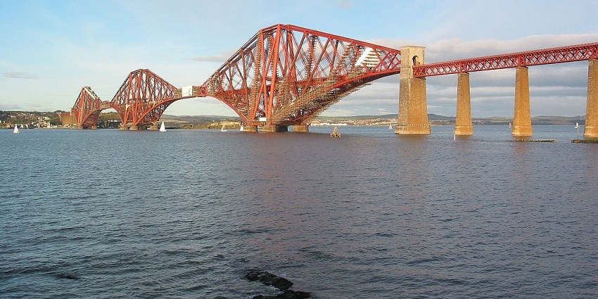 Iconic Forth Bridges spanning the Firth of Forth, a remarkable sight near Edinburgh.