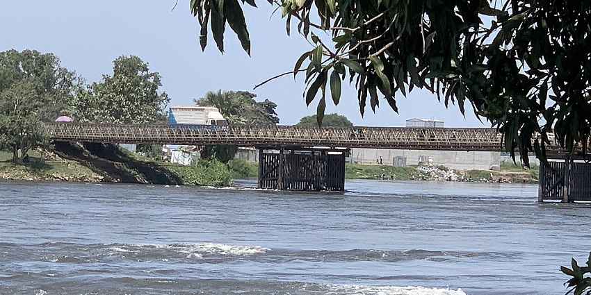 Juba Bridge stretching over the Nile River in South Sudan, with soft waves, one of the places to visit near Kenya.