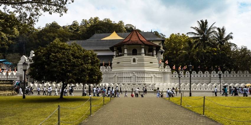The Temple of the Sacred Tooth Relic in Kandy, Sri Lanka, one of the top places to visit near Maldives.