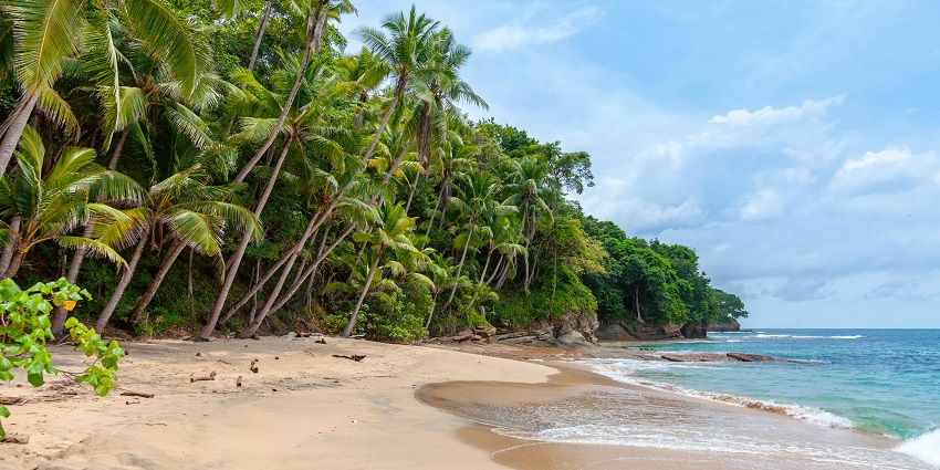 Piriapolis beach with golden sand, calm waves, and a peaceful sunny shore.
