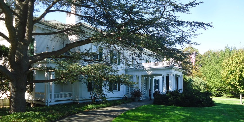 Admiring the elegant architecture at Frelinghuysem Arboretum is one of the things to do in Morristown NJ.