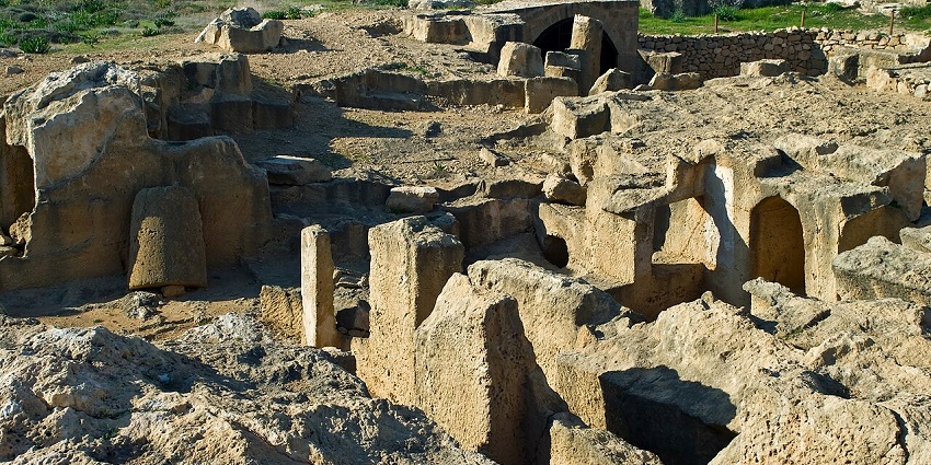 Exploring the ancient Tomb of the Kings, one of the fascinating things to do in Paphos at night.
