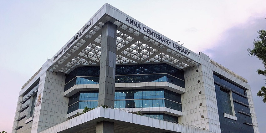 Anna Centenary Library modern exterior, one of the educational places to visit near Greams Road Chennai.
