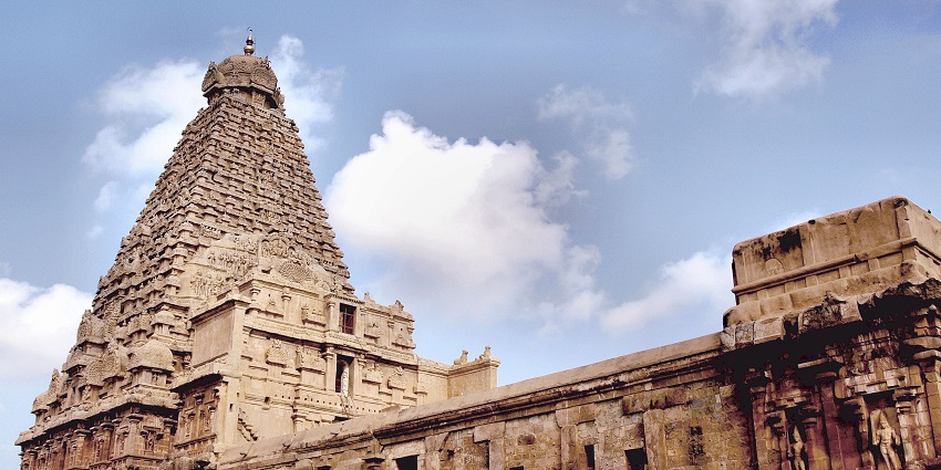 Bannari Mariamman Temple entrance with traditional design and carved details.