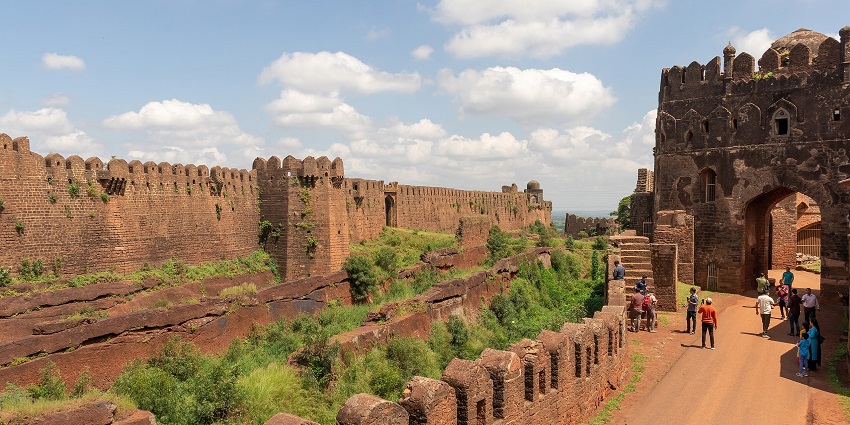 Tourists explore Bidar Fort, one of the places to visit near Hyderabad in February.
